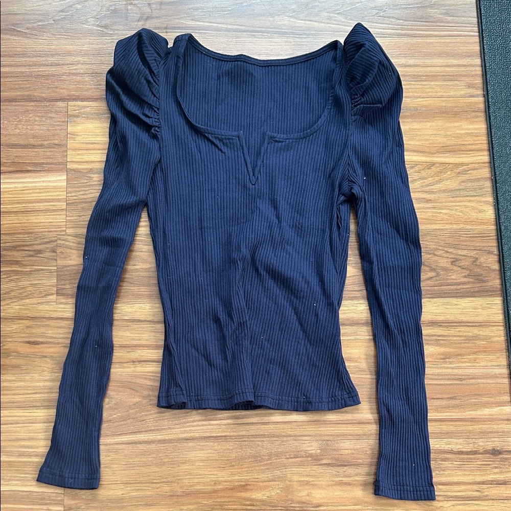 Elegant navy blue Long Sleeve Women's Top